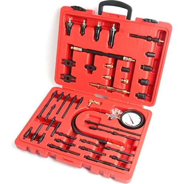 Tester Di Compressione - Set Per Motori A Benzina E Diesel - Campo Di Misura 0-40 Bar - Test Di Compressione E Tenuta - Rosso-image