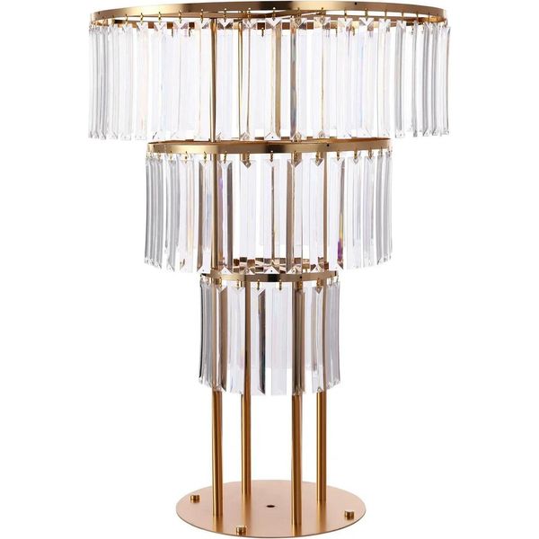 Decorazioni Per Tavoli Di Nozze - Portafiori In Cristallo - Tre Livelli - Base Rotonda 28 Cm - Altezza 90 Cm - Ferro E Acrilico - Portata 8 Kg - Trasparente-image