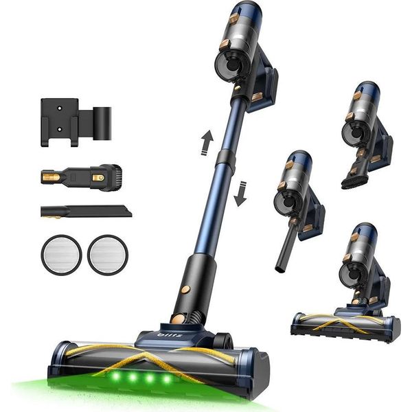 Aspirapolvere A Batteria - V12 - Potenza Di Aspirazione 50 Kpa - Motore 450 W - Umido E Asciutto - Display Lcd - Autonomia 50 Min - Contenitore Polvere 0,5 L - Blu-image