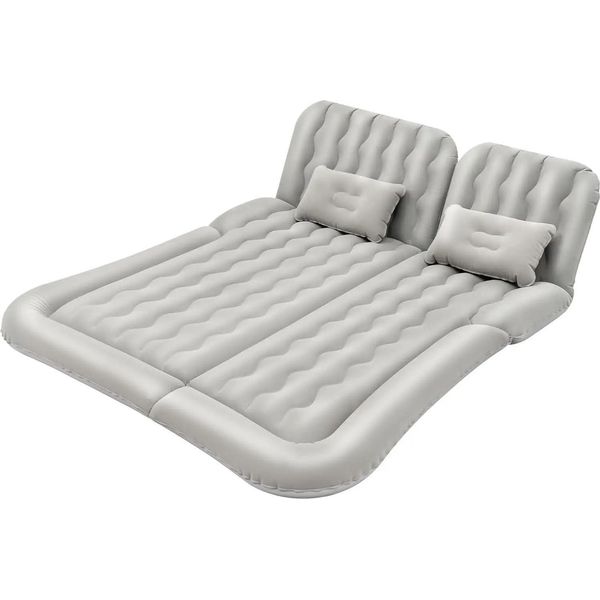 Materasso Gonfiabile Per Auto - Materasso Gonfiabile Suv - Pvc Con Superficie Floccata - Con Borsa Per Riporlo - Portata 250 Kg - Per Campeggio E Viaggi - Grigio-image