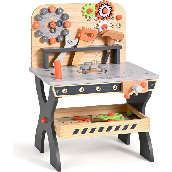 Banco Da Lavoro Giocattolo Per Bambini - Banco Da Lavoro In Legno - Grande - Set Di Attrezzi Per Giochi Di Ruolo - Costruzioni Creative - 7-12 Anni - Multicolore-image
