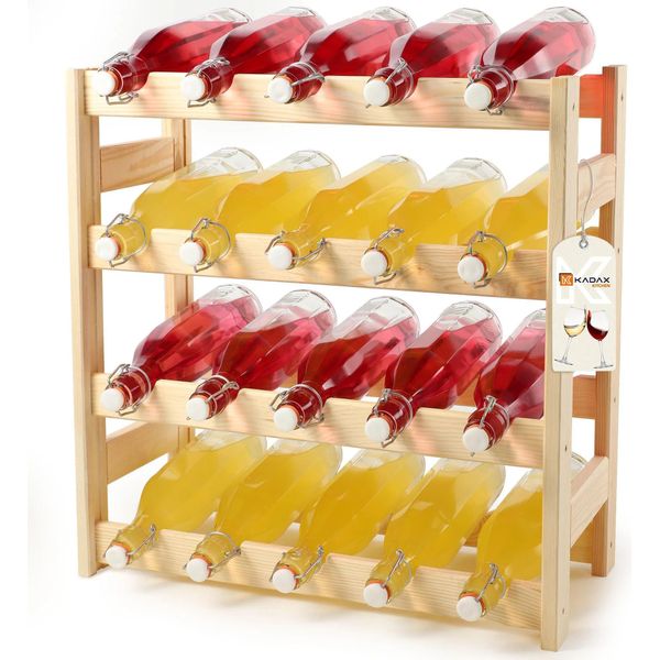 Scaffale Per Vino - Scaffale Per Bottiglie In Legno - Impilabile - 20 Bottiglie - Per Vino E Liquori-image