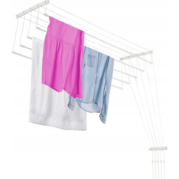 Stendibiancheria - Stendibiancheria Da Soffitto - 5 Aste - 190 Cm - Stabile - Per Bagno-image