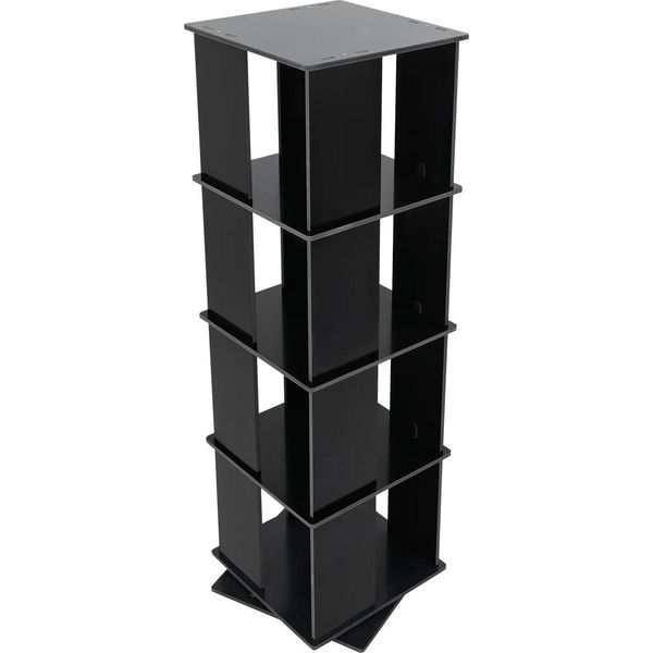 Libreria Girevole - Scaffale A Terra - 4 Ripiani - Girevole A 360° - Indipendente - Struttura In Plastica - Nero-image