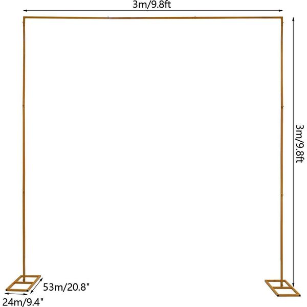Arco Nuziale E Supporto Per Sfondo - Arco Quadrato 3 X 3 M - Elevata Capacità Di Carico - Tubo Quadrato - Per Parete Decorativa Di Sfondo - Oro-image