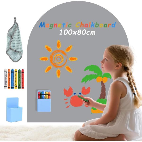 Lavagna Magnetica Per Bambini - Lavagna Adesiva 3 In 1 - Lavagna Magnetica - Con Gessetti - Montessori - Blu-image