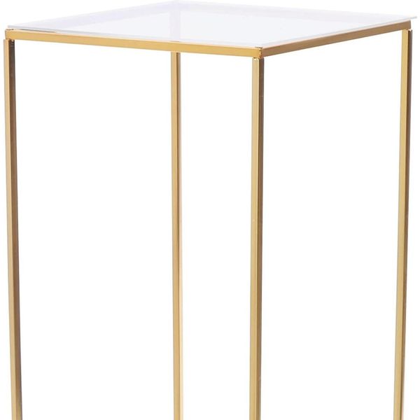 Portafiori Per Matrimoni - Colonna Quadrata - 31 X 31 X 100 Cm - Con Piano In Acrilico - Da Assemblare - Oro-image