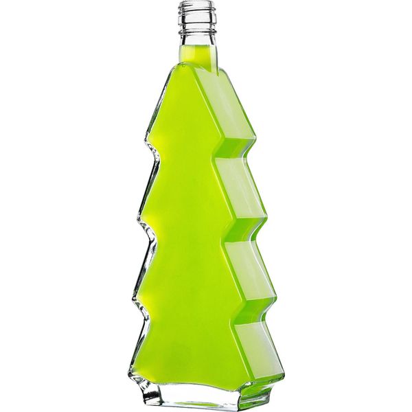 Bottiglia Di Vetro A Forma Di Albero Di Natale - 500 Ml - Set Da 10 - Tappo A Vite - Adatta Al Contatto Con Gli Alimenti Secondo La Normativa Fcm - Verde-image