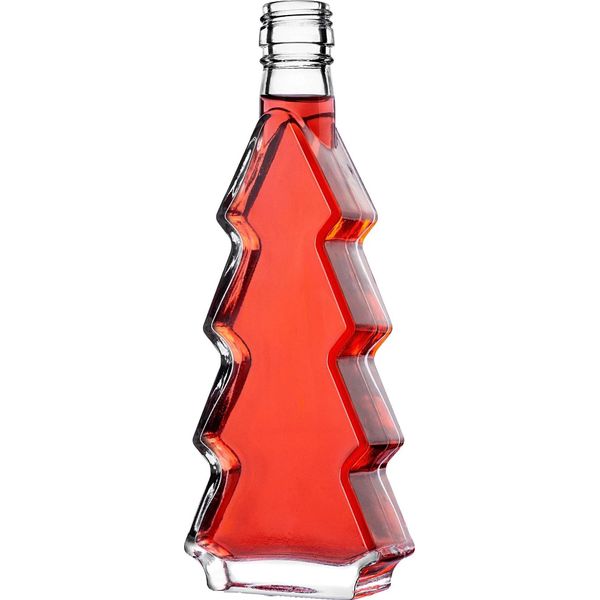 Bottiglia Di Vetro A Forma Di Albero Di Natale - 200 Ml - Set Da 5 - Fcm - Tappo A Vite Verde-image