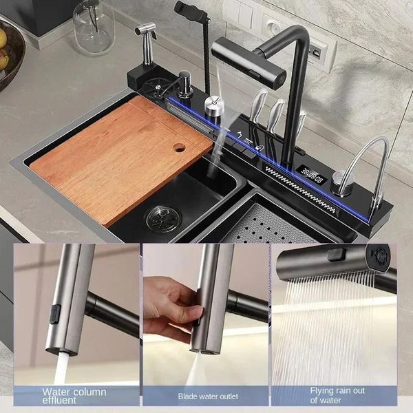 Lavello Da Cucina - Vasca Singola - 85 X 45 Cm - Acciaio Inox Spazzolato - Con Rubinetteria - Montaggio A Incasso - Rosso-image
