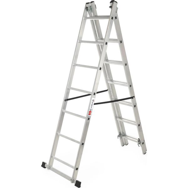 Scala In Alluminio - Scala Multiuso A 3 Sezioni - 3X7 Pioli - Portata 150 Kg - Con Ganci-image