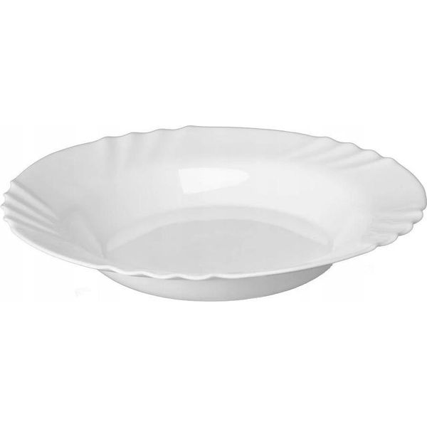 Piatto Fondo - Piatto Fondo - Ø 23 Cm - Vetro - Rotondo - 1 Pezzo - Fcm - Bianco-image