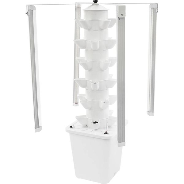 Torre Per Coltivazione Idroponica - Torre Di Coltivazione Verticale - 6 Livelli, 30 Fori Per Piante, Luce Led Per Piante, Set Completo Per Coltivazione Idroponica - Bianco-image