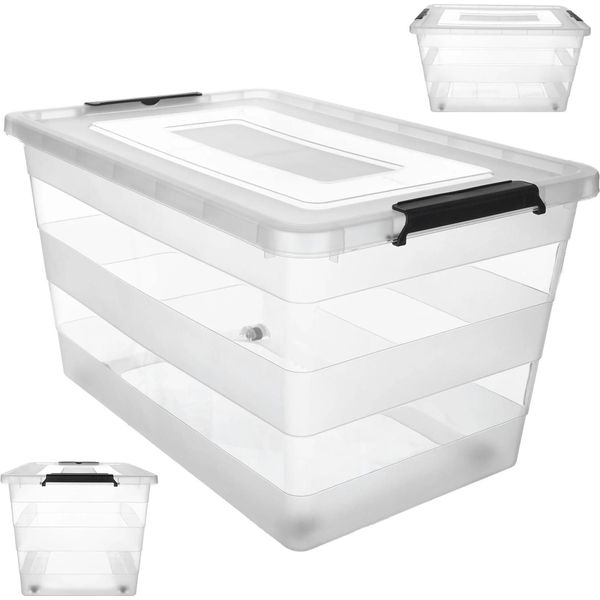 Contenitore - Contenitore In Plastica Con Coperchio - 55 L - Per Giocattoli - Scatola Per Giocattoli-image