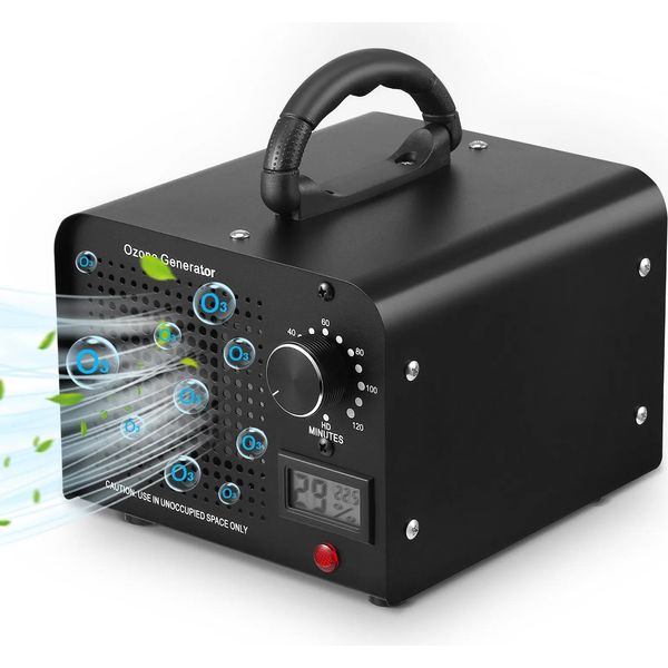 Generatore Di Ozono - Purificatore D'aria - 60000 Mg/H Ad Alta Potenza - Indicatore Di Temperatura E Umidità - Spina Ue 220 V - Per Casa, Auto, Ufficio - - Nero-image