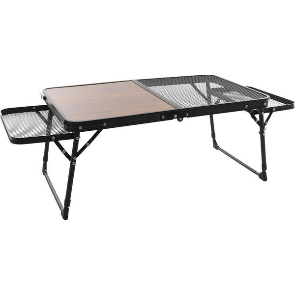 Tavolo Da Campeggio - Tavolo Pieghevole Regolabile In Altezza Per Esterni - Leggero E Portatile - Con Borsa Per Il Trasporto - Portata Massima 30 Kg - Lega Di Alluminio E Mdf - Nero + Marrone Scuro-image