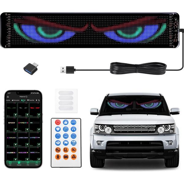Display Led Per Parabrezza - Luce Ambientale - Scritta Scorrevole Programmabile - Display Flessibile - Per Parabrezza Di Camion - Design Devil Eyes - Display Digitale-image