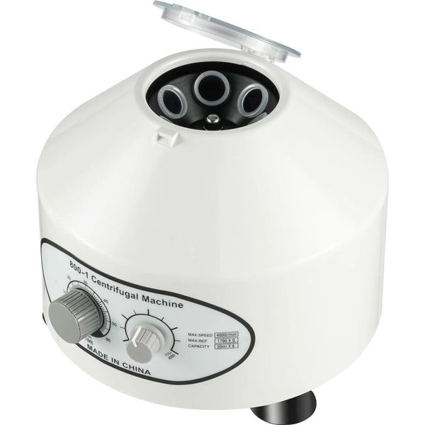 Centrifuga Da Laboratorio Per Campioni Di Sangue - Apparecchio Da Tavolo - Capacità 6×20 Ml - Velocità 0–4000 Giri/Min - Max 1790×G - Timer 0–60 Min - Motore A Spazzole Di Carbone - Spina Ue - Bianco-image