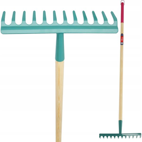 Scopa Per Foglie - Rastrello Metallico Con 12 Denti - Per Prati E Foglie - Robusto Attrezzo Da Giardino-image