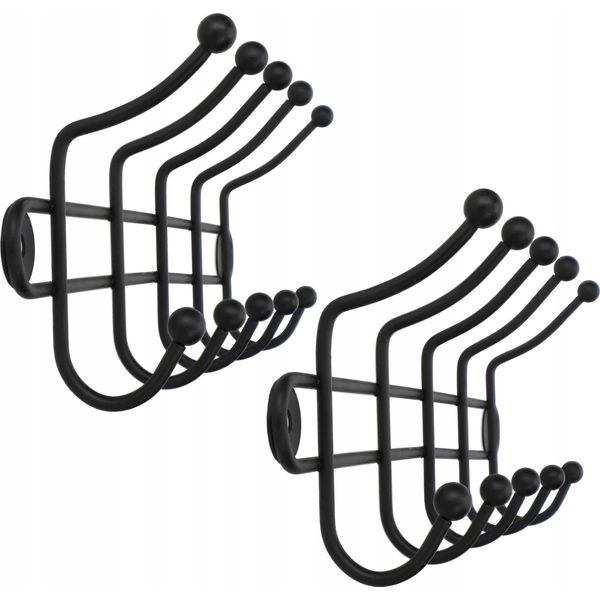 Appendiabiti - Ganci Da Parete - Set Da 2 Pezzi - Nero - Stile Loft - Per Montaggio A Parete-image