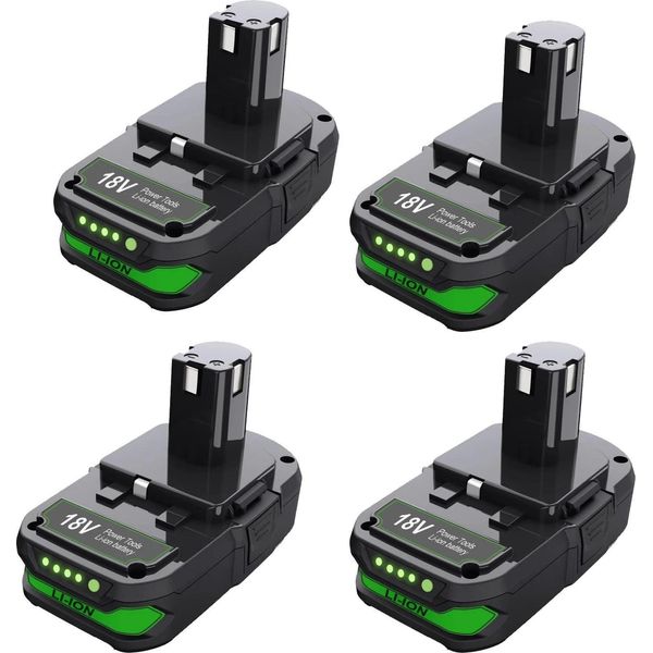 Batteria Ricaricabile Agli Ioni Di Litio Da 18 V - Batteria Di Ricambio Compatibile Con P107 P108 RB18L50 - 3000 Mah - Confezione Da 4 - Per Utensili A Batteria - Rosa-image