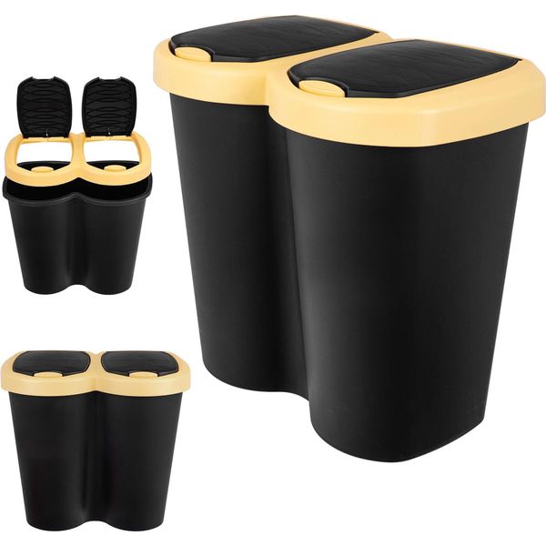 Cestino Dei Rifiuti - Contenitore Per Il Riciclaggio - 40 L - Doppia Camera - 2 Sportelli - Separazione Dei Rifiuti-image