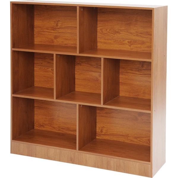 Libreria - Scaffale Aperto A 3 Ripiani - 7 Scomparti - Legno Massello - 15 Kg Per Ripiano - Indipendente Rettangolare - Bianco-image