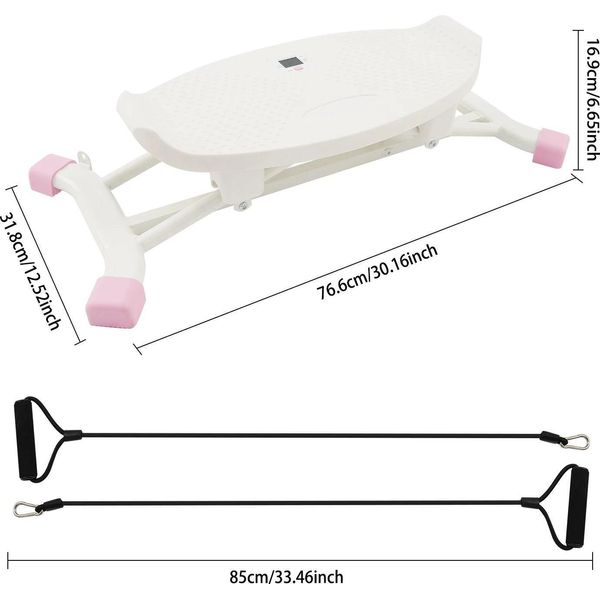 Balance Board Per Adulti - Tavola Basculante/Stepper - Con Bande Elastiche Di Resistenza - Display Lcd - Portatile - Allenamento Sciistico - Rosa-image
