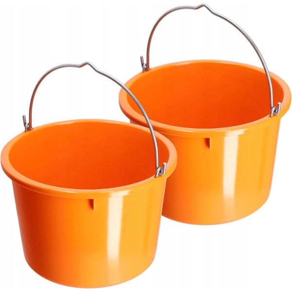 Secchio Da Cantiere - Secchio Da Muratore - Capacità 20 L - Portata 40 Kg - Confezione Da 2 - Arancione-image
