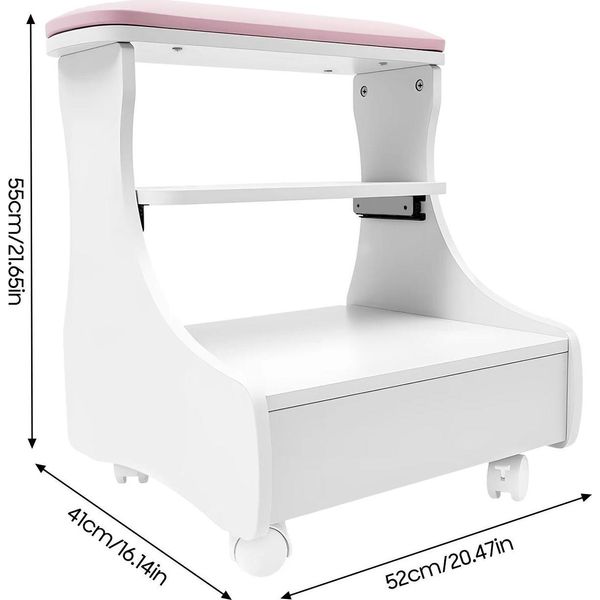 Carrello Per Pediluvio - Poggiapiedi Per Pedicure/Manicure - Con Rotelle - Poggiapiedi - Per Centri Estetici E Spa - Da Montare Autonomamente - Rosa-image