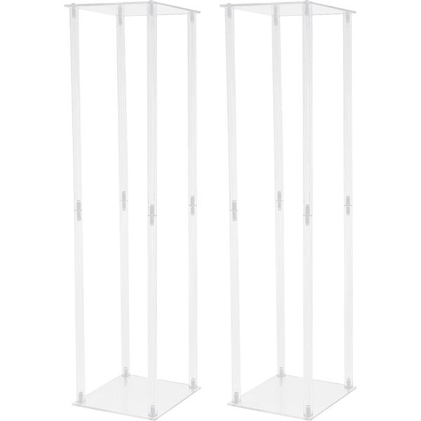 Portafiori - Portafiori Geometrico A Colonna - Set Da 2 - Centrotavola - Matrimonio E Festa - Trasparente-image