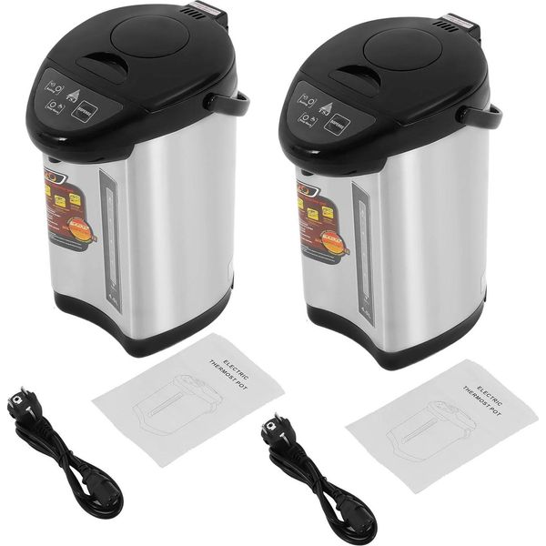 Erogatore Di Acqua Calda - Bollitore Elettrico Da Tavolo - 4 L - 750 W 220 V Spina Ue - Rubinetto A Pressione - Acciaio Inossidabile 304 - 2 Pezzi - Giallo Chiaro-image