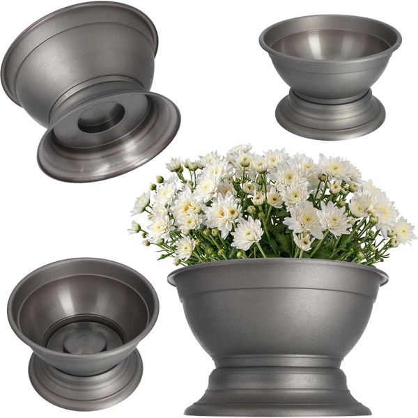 Coprivaso - Vaso Da Fiori Ø 18 Cm - Xl - Rotondo, Decorativo, Interno - Argento-image