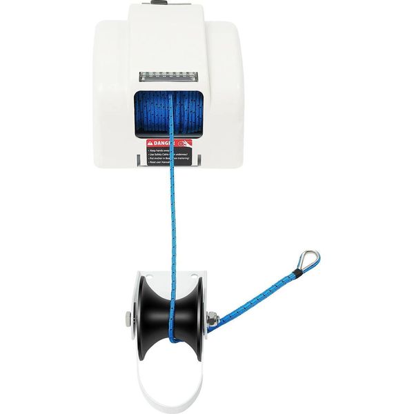 Verricello Per Barche - Elettrico - Forza Di Trazione 20,4 Kg - Corda Di Ancoraggio 30,48 M - Telecomando - Per Barche A Motore E Da Pesca - - Bianco-image