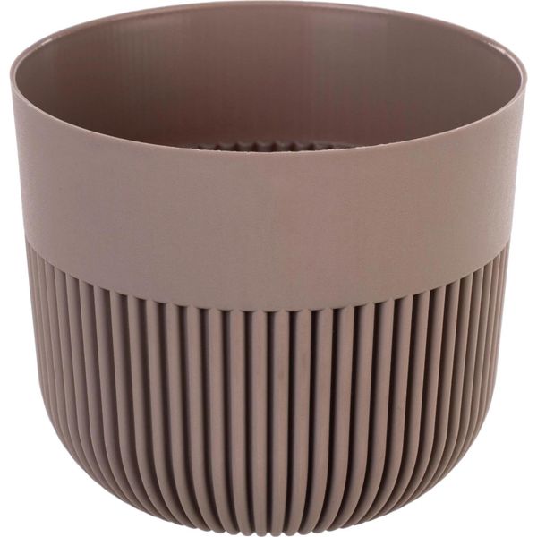 Ornon - Vaso Da Fiori 17 Cm - Plastica - Stile Moderno - Per Fiori E Piante Verdi - Marrone Cioccolato-image