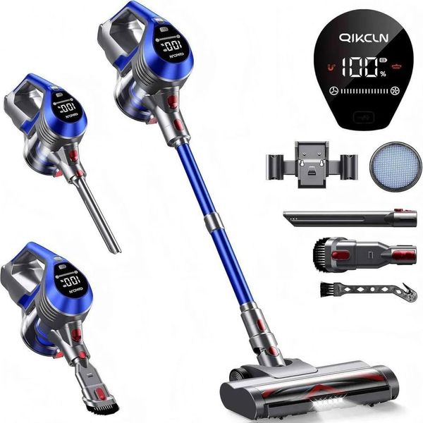 Aspirapolvere Senza Fili Con Manico - AC1 - Potenza Di Aspirazione 12 Kpa - 120 W - Autonomia 40 Min - Contenitore Polvere 800 Ml - Filtro Hepa - Display Lcd - Blu Navy-image
