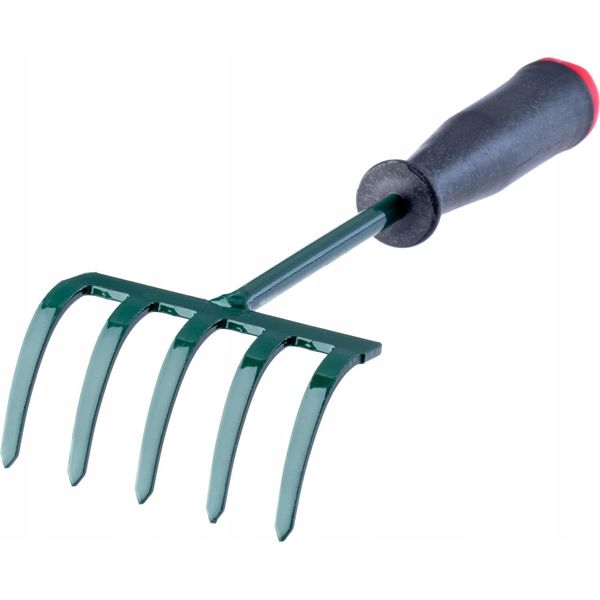 Rastrello Da Giardino - Rastrello Manuale - Con Zappa - Larghezza 25 Cm - 5 Denti - Piccolo-image