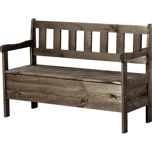 Panchina Da Giardino - Panchina In Legno - Con Schienale - 120 Cm - Con Contenitore - Per Terrazza E Balcone - Marrone-image