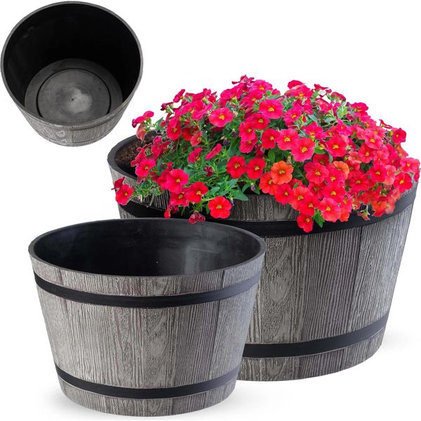 Vaso Da Fiori/Vaso Per Piante - Vaso In Plastica - Piccolo - Per Interni E Giardino - Grigio Scuro-image