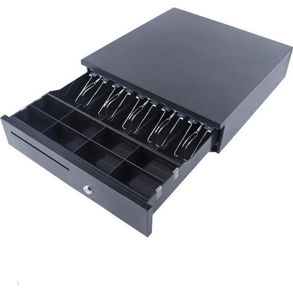 Cassetto Portadenaro - 5 Scomparti Per Banconote - 8 Scomparti Per Monete - Serratura Di Sicurezza - Interfaccia RJ11 - Per Negozi Al Dettaglio E Ristorazione - Nero-image