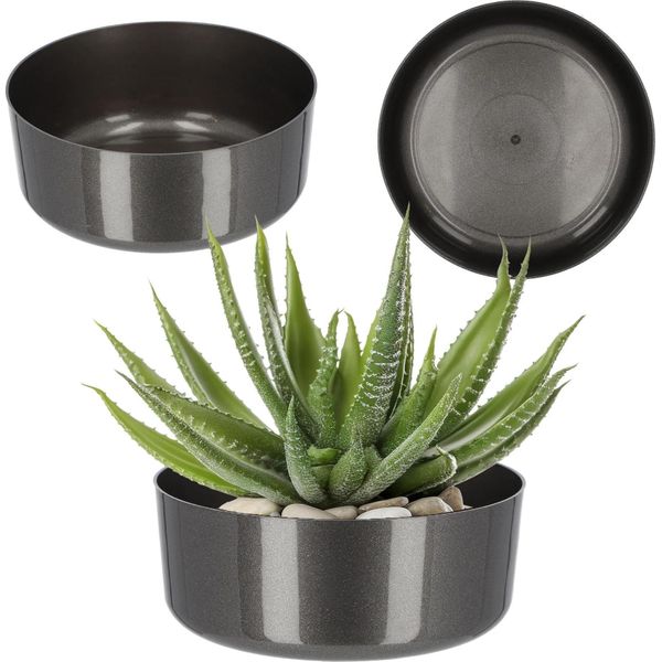 Coprivaso - Vaso Da Fiori - Diametro 23 Cm - Piccolo - Per Fiori - Grigio Scuro-image