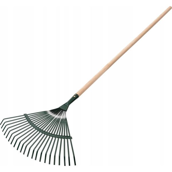 Rastrello Da Giardino - Rastrello Per Foglie / Scopa Per Foglie - Larghezza Di Lavoro 43 Cm - Denti In Filo Metallico - Per Prati E Foglie-image