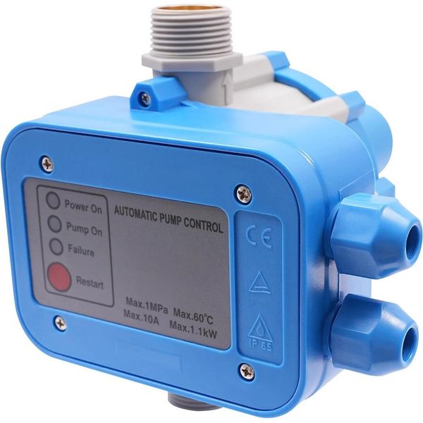 Controller Automatico Per Pompa Dell'acqua - Regolatore Di Pressione/Pressostato - 220-240 V - Pressione Di Avvio 1,5 Bar - Pressione Di Esercizio 10 Bar - Autoadescante - Blu-image