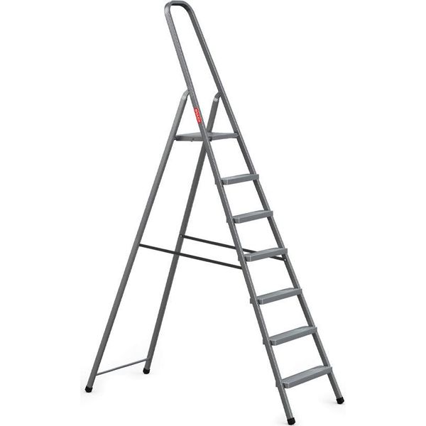 Edilizia | Scala In Acciaio - 7 Gradini - Grigio - Altezza Di Lavoro 3,5 M - Portata 125 Kg-image