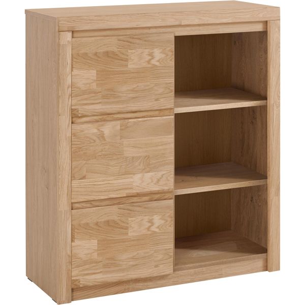 Highboard Otto Home "Silkeborg", Braun (Eiche Teilmassiv), B:90Cm H:100Cm T:35Cm, Holz Teilmassiv, Sideboards, Highboard, Breite 90 Cm-image