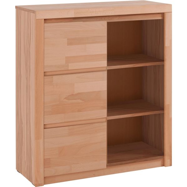 Highboard Otto Home "Silkeborg", Beige (Kernbuche Teilmassiv), B:90Cm H:100Cm T:35Cm, Holz Teilmassiv, Sideboards, Highboard, Breite 90 Cm-image