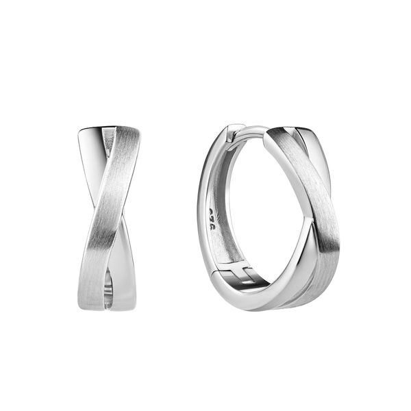 Paar Creolen Firetti "Schmuck Geschenk Silber 925 Ohrschmuck Ohrringe X Form", Silberfarben, Ohrringe, Damen, 15Mm, Silber 925 (Sterlingsilber)-image