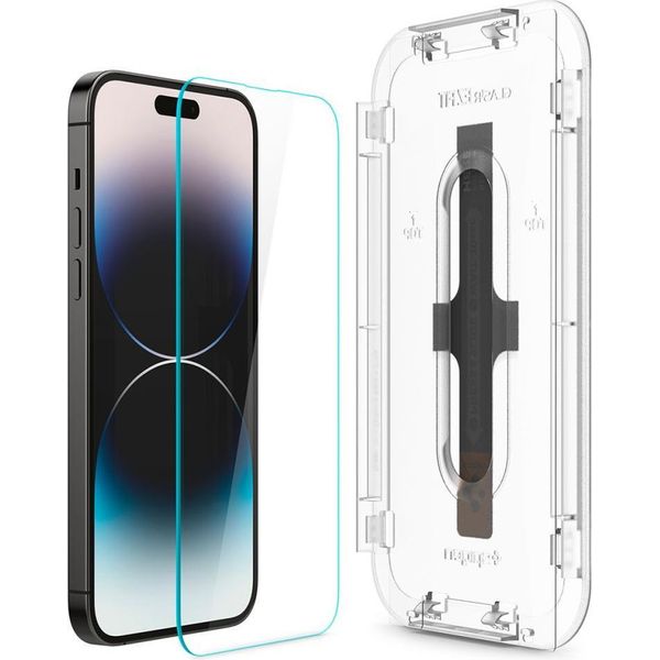 Spigen Iphone 14 Pro Tempered Glass Screen Protector Glas.Tr Ez Fit With Applicator, 2-Pack-image
