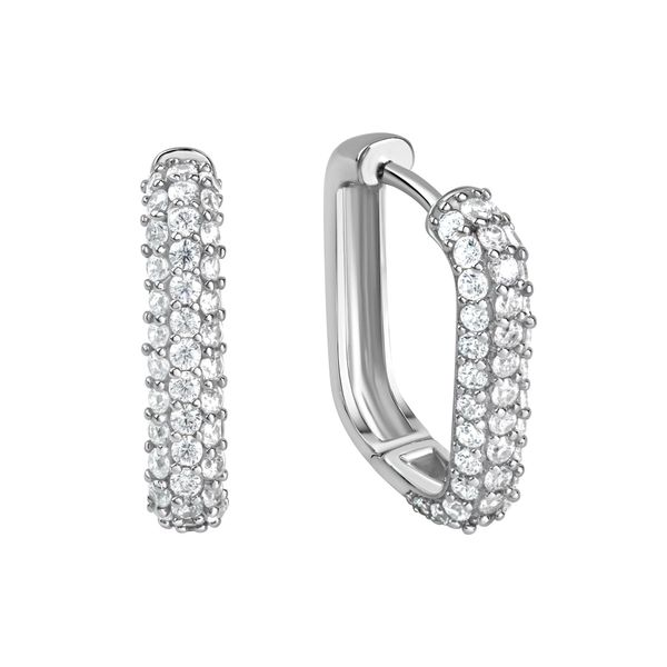 Paar Creolen Vivance "925/- Sterling Silber Rhodiniert Zirkonia", Weiß (Weiß, Weiß), Ohrringe, Damen, One-Size, Silber 925 (Sterlingsilber)-image