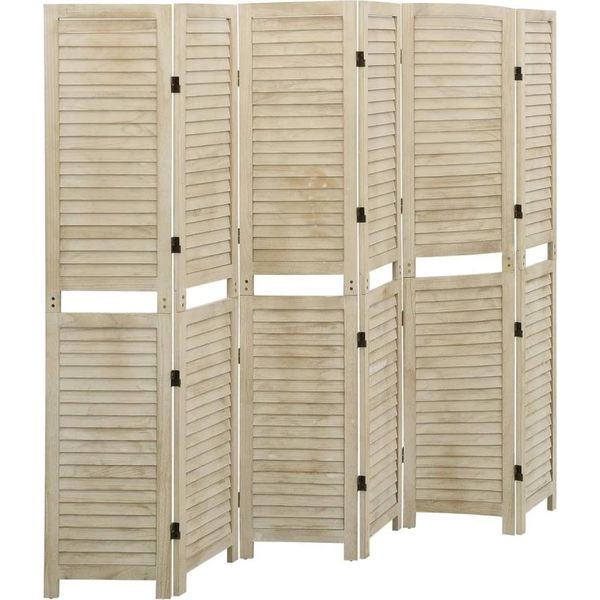 The Living Store Divisorio 6 Pezzi 210X165 Cm In Legno Massiccio Paulownia-image